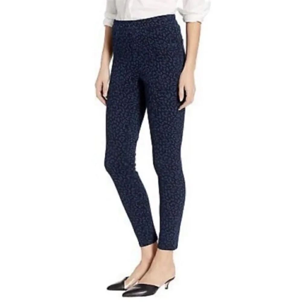 SPANX Navy Leopard Print Ankle Jean-ish Leggings Size XL